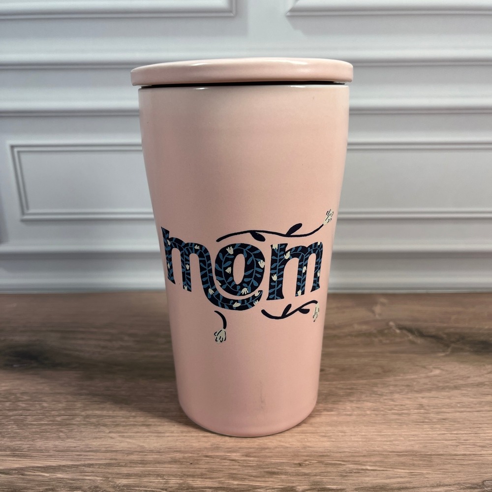 Opalhouse Travel Tumbler Mom 8oz Pink Floral Stoneware Ceramic Lid Mug
